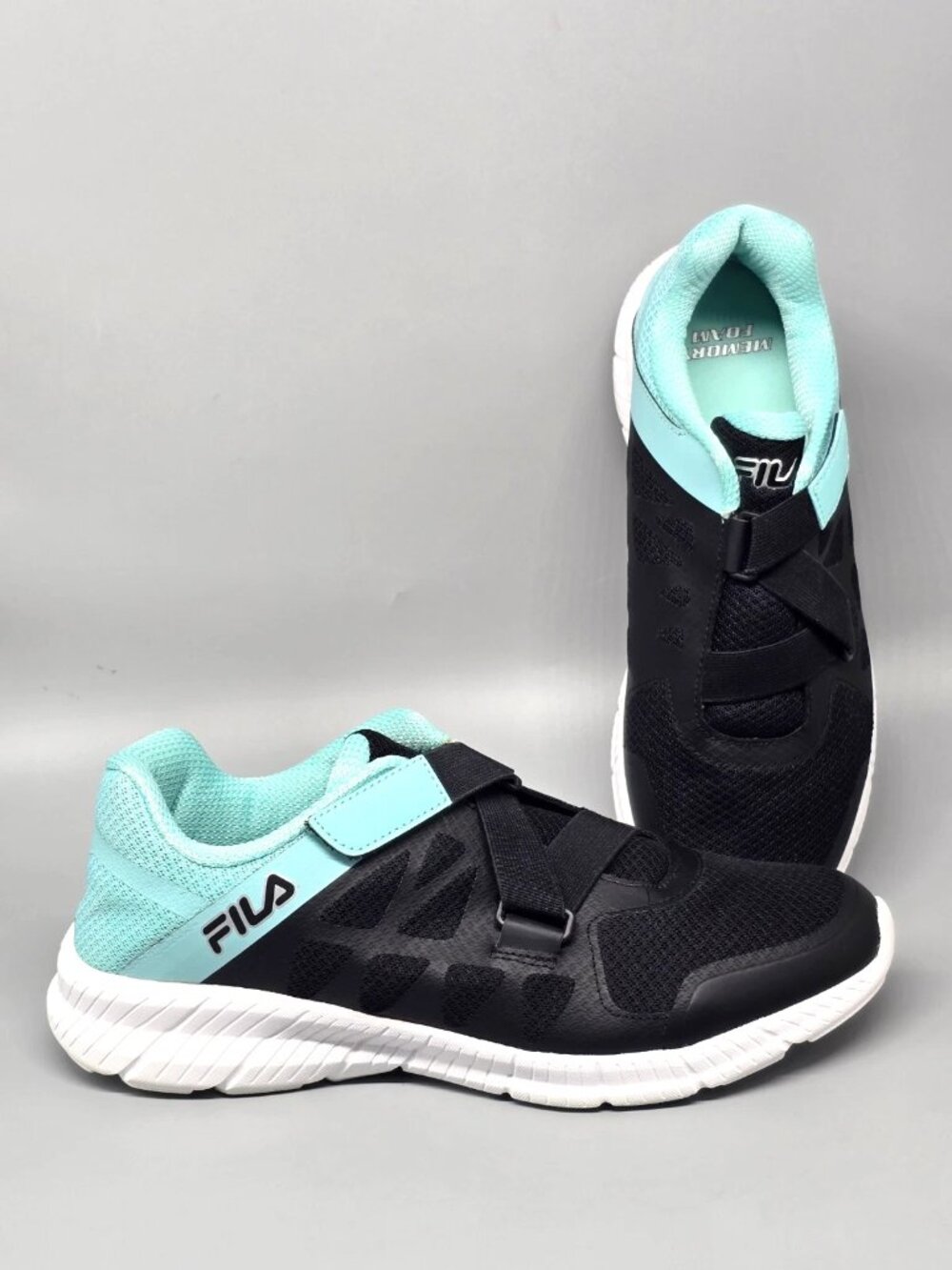 Fila Memory Finity Foam Black Light Blue Running Sneakers Women's Size 11